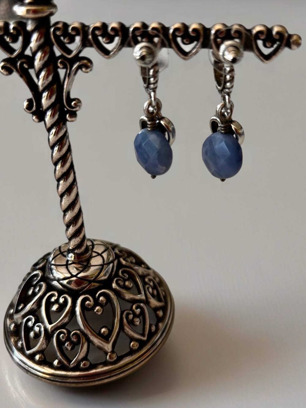 Brighton Fortune Blue Heart Hoop Post Earrings.